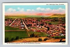 Evanston WY-Wyoming, Aerial Of Town Area, Antique, Vintage Souvenir Postcard picture
