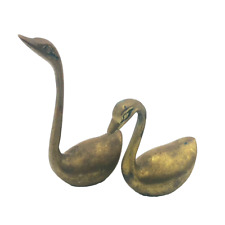 Vintage Brass Swan Hollywood Regency MCM Lot of 2 Decor Brass Animals Korea picture