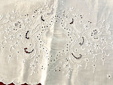 Vintage Linen Top Sheet with Hand Stitched Broderie Anglaise  68