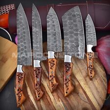 5-Pcs Knife Set Custom Handmade Damascus Steel Kitchen Chef Knives With Bag 888 picture