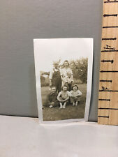 Vtg Photo 30's Family Lawn Snapshot Boy Tongue Sticking Out L picture