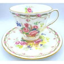 Vintage Duchess London Collection Floral Swag Basket Bone China Tea Cup & Saucer picture