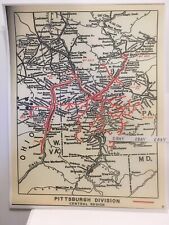 Early PRR Pennsylvania Railroad Pittsburgh Division Central Region Rare Map NEW picture
