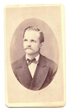 1880s 1890s Antique Cabinet Card Mustache Man Peter Kolhbeck New York picture