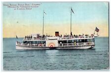 1915 Glass Bottom Power Boat Emperor Scene Catalina Island CA Flags Postcard picture