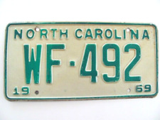 1969 NORTH CAROLINA NC LICENSE PLATE TAG, WF-492, LOW NUMBER , ORIGINAL, NICE picture