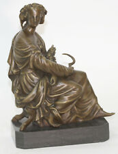 Art Deco/Nouveau Hot Cast Farmer Lady Woman Genuine Bronze Sculpture Figure picture
