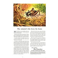 1946 The Travelers Insurance The minstral who loves his home cricket Print Ad picture