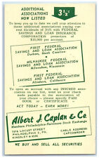 c1940's Albert J Caplan & Co. Buy & Sell Securities Philadelphia PA Postal Card picture