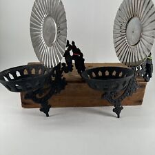 Cast Iron Swivel Wall Sconces Candle Holder Two Total Vintage w/Reflective Back picture