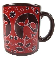 Waechtersbach Red Brown Flowers Coffee Tea Mug Cup 10 oz Vintage W Germany picture