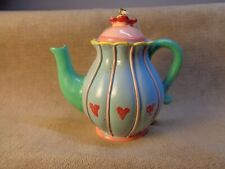 COLORFUL BLUE TEAPOT WITH HEARTS 3” ORNAMENT (CB1064) picture