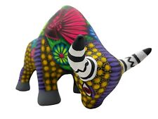 Talavera Bull Toro Sculpture Guerrero Mexican Pottery Folk Art Multicolor 12.5