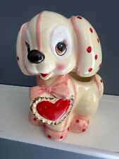 Vintage Relpo Valentine's Day Planter Puppy Dog Heart Vase Rare Kitschy #2219 picture