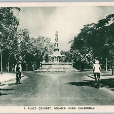 c1900s Place Courbet, Noumea, New Caledonia Fountain Square Bicycle People A191 picture