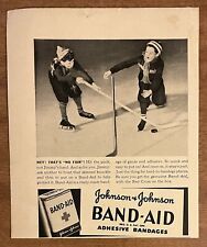 1939 Band-Aid Adhesive Bandages Johnson & Johnson Hockey Kids 1930s Print Ad picture