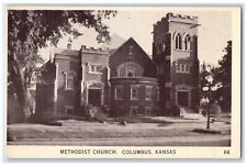 c1920's Methodist Church Building Entrance Tower Columbus Kansas KS Postcard picture