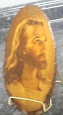 Vintage tree slice w/ a Jesus portrait picture