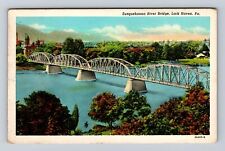 Lock Haven PA-Pennsylvania, Aerial Susquehanna River Bridge, Vintage Postcard picture