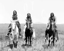 Antique Reproduction 8x10 Photograph of 3 Comanche Indians on Horseback picture