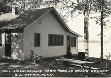 1950 aitkin mn holmdahl farm island Beach Resort Cottage 1 rppc MINNESOTA Minn picture