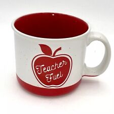 Teacher Fuel 16oz Hand Painted Stoneware Coffee Mug Cup Red Apple High School picture