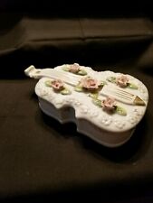 Vintage Betson's Violin/Cello. Hand Painted Ceramic-Porlcelain Trinket Box picture