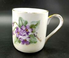 Hand Painted Small Cup Violets Signed Mug Germany 1964 picture