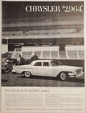 1962 Print Ad Chrysler Newport 4-Door Sedan at Horse Racing Track Jockey Sulky picture