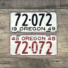 Original OREGON 1948 1949 License Plate - 72-072 - Good Condition, Matching # picture
