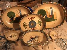 12” & Under Old indigenous Tonala Mestizo 6 Bowls & Dipper Handmade &  No Chips picture