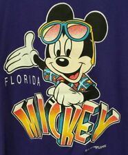 VTG 1980s Mickey Mouse Florida Shirt Velva Sheen Walt Disney Bold Graphic Mens L picture