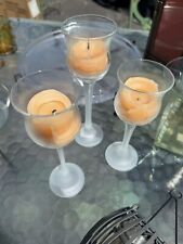 PartyLite Iced Crystal Trio Frosted Stem Votive/Tealight Holders P9248 picture