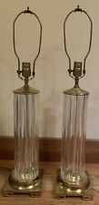 Mid century Crystal Pair Brass Base Lamps 29” High 50 Wide picture