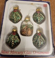 2003 FIGI Glass Christmas Ornaments 5 HOLIDAY PINE & HOLLY TR-HPH-51 NEW in Box  picture