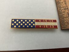 Boston Strong 4-15-13 American Flag Pin All gold trim / Enamel Red,White, Blue picture