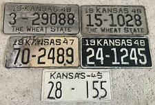 Lot of 5 Kansas License Plates 1945 1947 1948 1949 picture