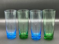Vintage Tall Glasses, Set Of 4, 2 blue, 2 green, Hand Blown, Cocktail Party picture