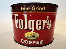 Vintage 1952 Folger’s Coffee Fine Grind 1 Lb Vacuum Packed Tin Can New & Sealed picture