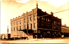 Antique Real Photo RPPC Postcard Chanute, Kansas Morrill Hotel 1909 Horses Wagon picture