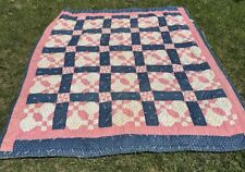 Antique Feathered Farm Quilt Hand Quilted & Tied Heavy Thick Winter Quilt picture