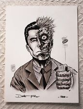 2016 BATMAN VILLAIN TWO-FACE ART DRAWING SIGNED BY COMICS ARTIST DAVE FOX 9 X 12 picture