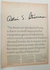 Vtg 1967 Print Ad Adlai Stevenson Quote American Exceptionalism Fairness  picture