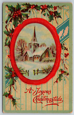 c1910s Joyous Christmastide Church Winter Antique Postcard picture