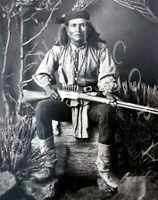 ANTIQUE 8X10 REPRO PHOTO PRINT APACHE AMERICAN INDIAN WITH WINCHESTER 1876 RIFLE picture