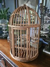 Large Vintage Bamboo Rattan & Wicker Bird Cage Wall Or Ceiling picture