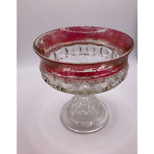 👑 Vintage Kings Crown Thumbprint Cranberry Ruby Red Compote Candy Dish 5