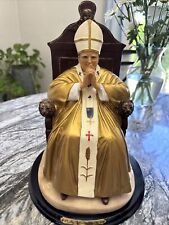 Pope John Paul II Sculpture Praying Hands Vintage Gold Unique Seating Catholic picture