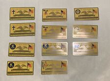 Vintage Engravable Metal Social Security Card Lot Cross Shriners Kiwanis Rotary picture