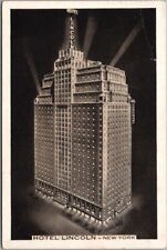 1937 New York City Postcard HOTEL LINCOLN Artist's Building View / Lumitone picture